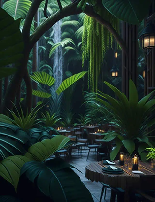 simple restaurant interior design
-rainforest retreat