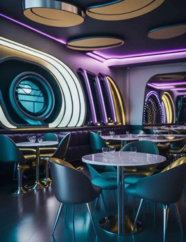 simple restaurant interior design-futuristic fusion