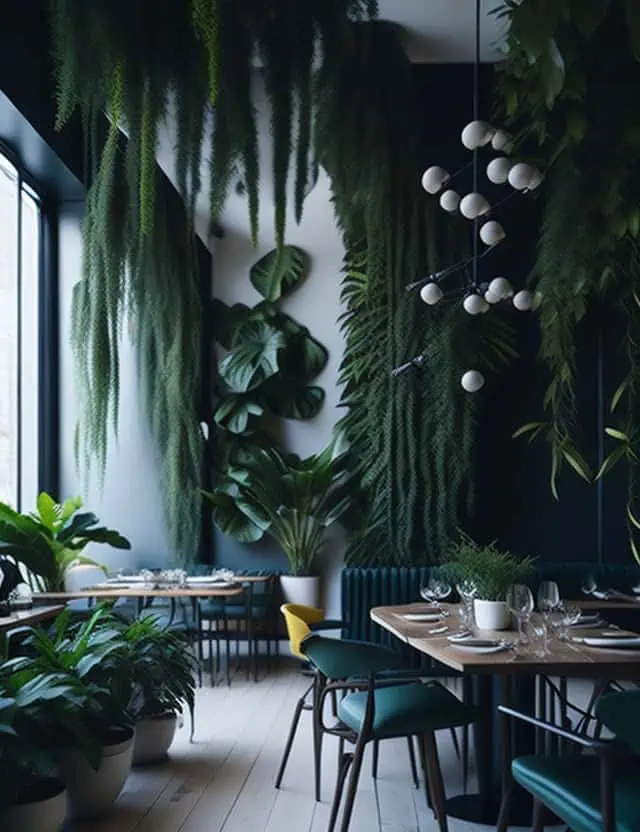 simple restaurant interior design-indoor greenery