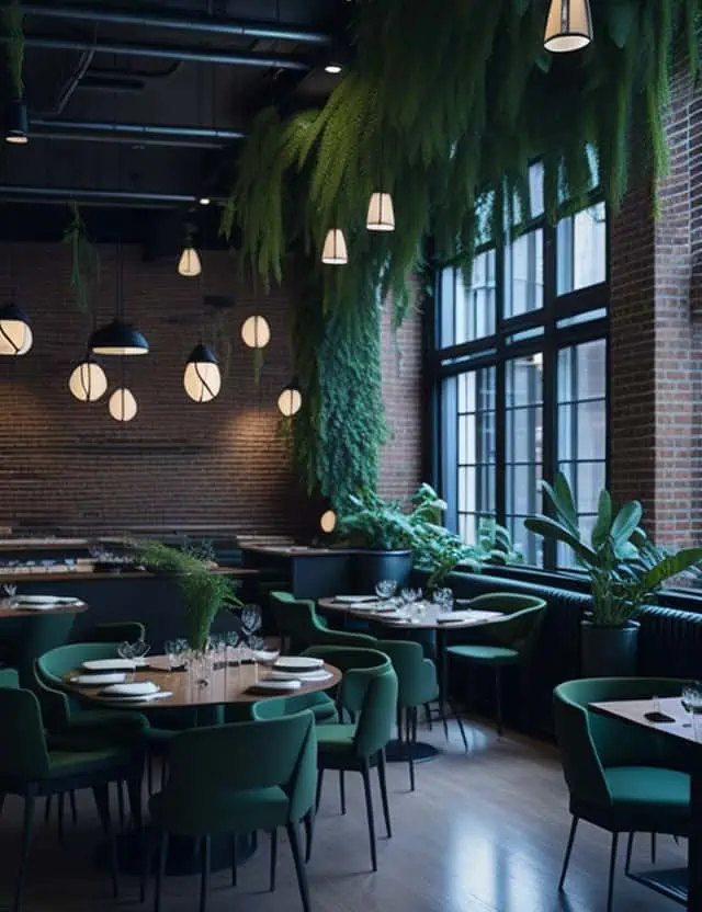 simple restaurant interior design-industrial garden