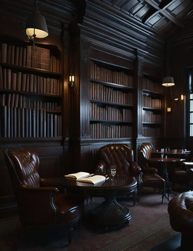 simple restaurant interior design-library chic