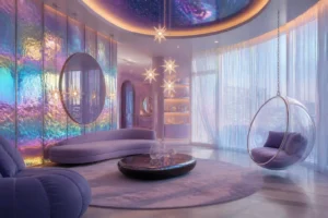 Celestial House Names the holographic bubble-chair living room